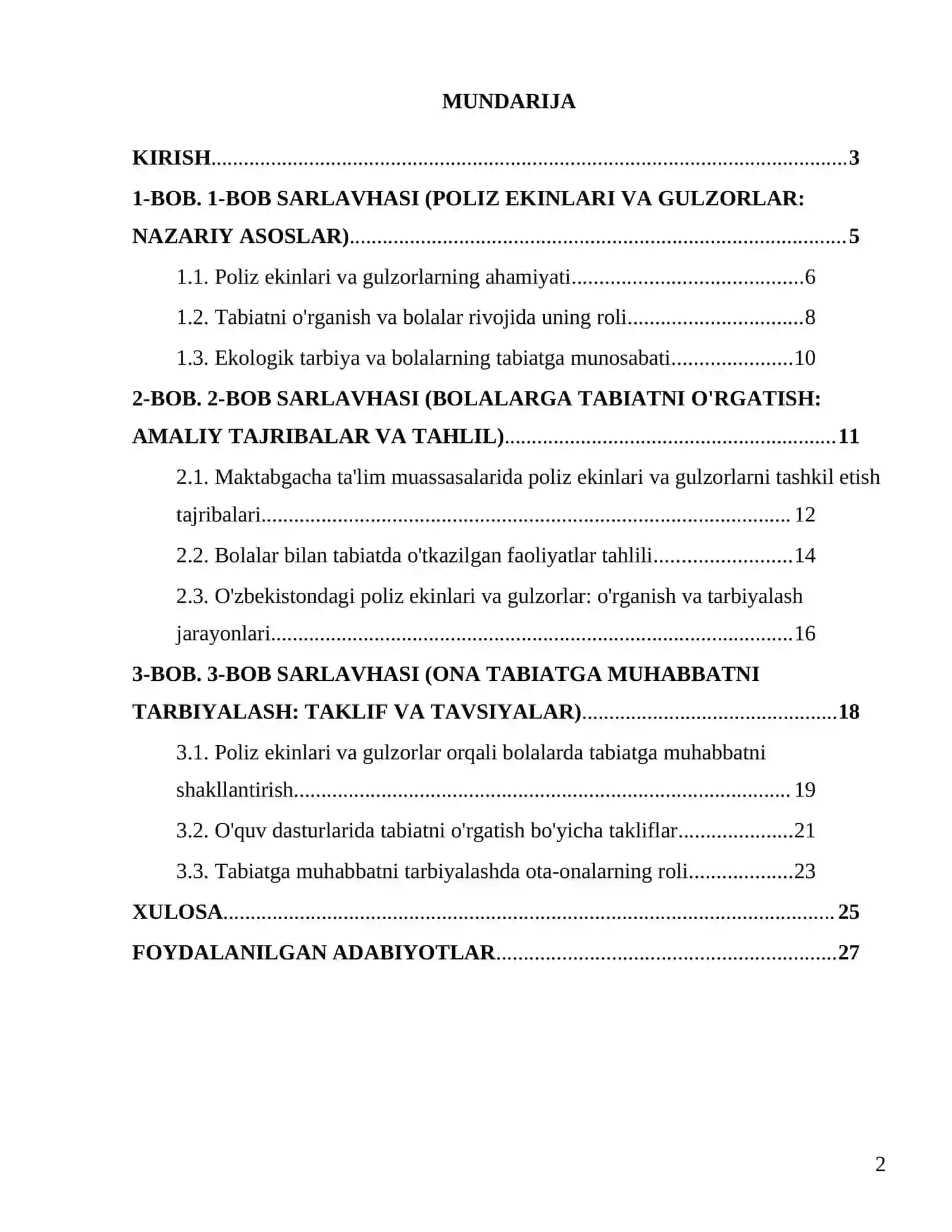 "Poliz ekinlari va gulzorlarni tashkil etishni rejalashtirish orqali bolalarga ona tabiatga boʻlgan muhabbatini tarbiyalash" 2
