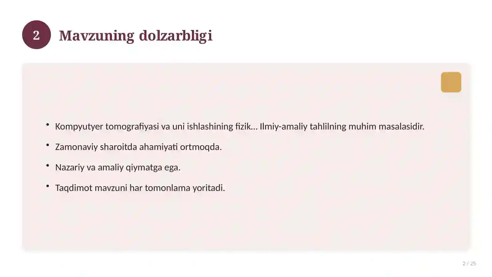 Kompyutyer tomografiyasi va uni ishlashining fizik asoslari 2