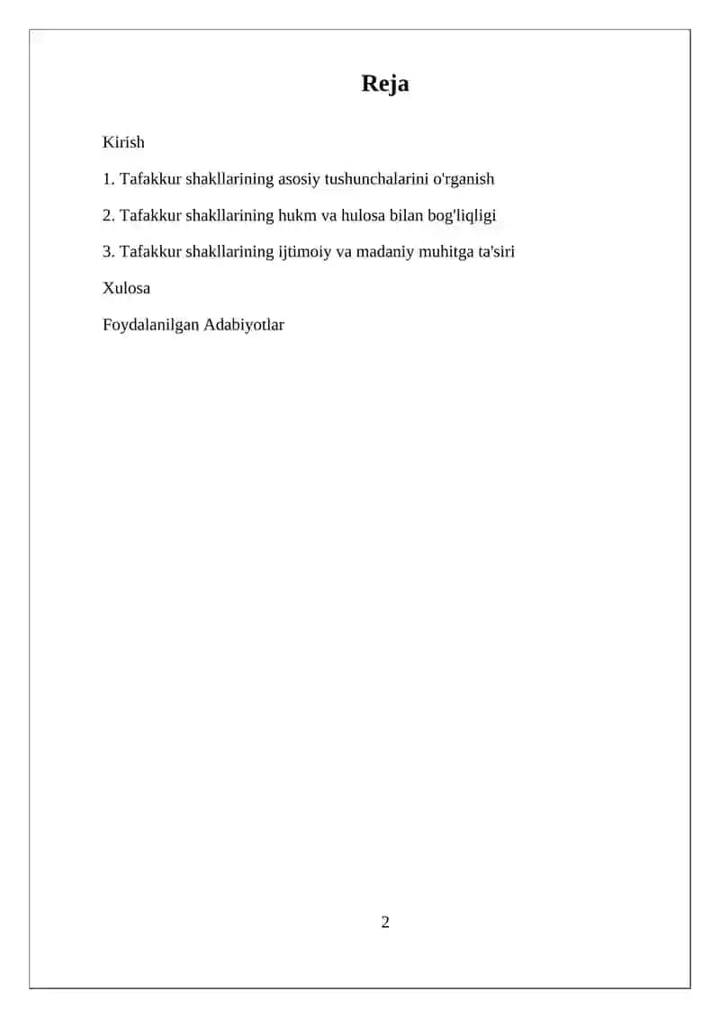 Tafakkur shakllari:TUSHUNCHA,HUKM VA HULOSA 2