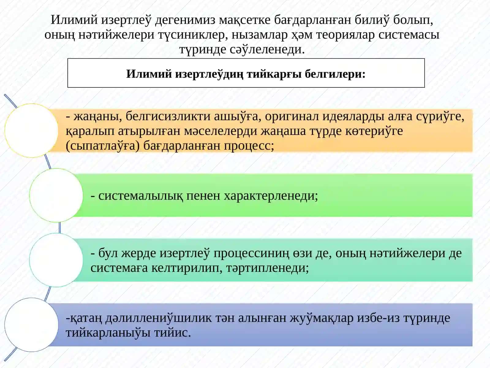Илимий изертлеў стратегиясын ислеп шығыў өзгешеликлери 2