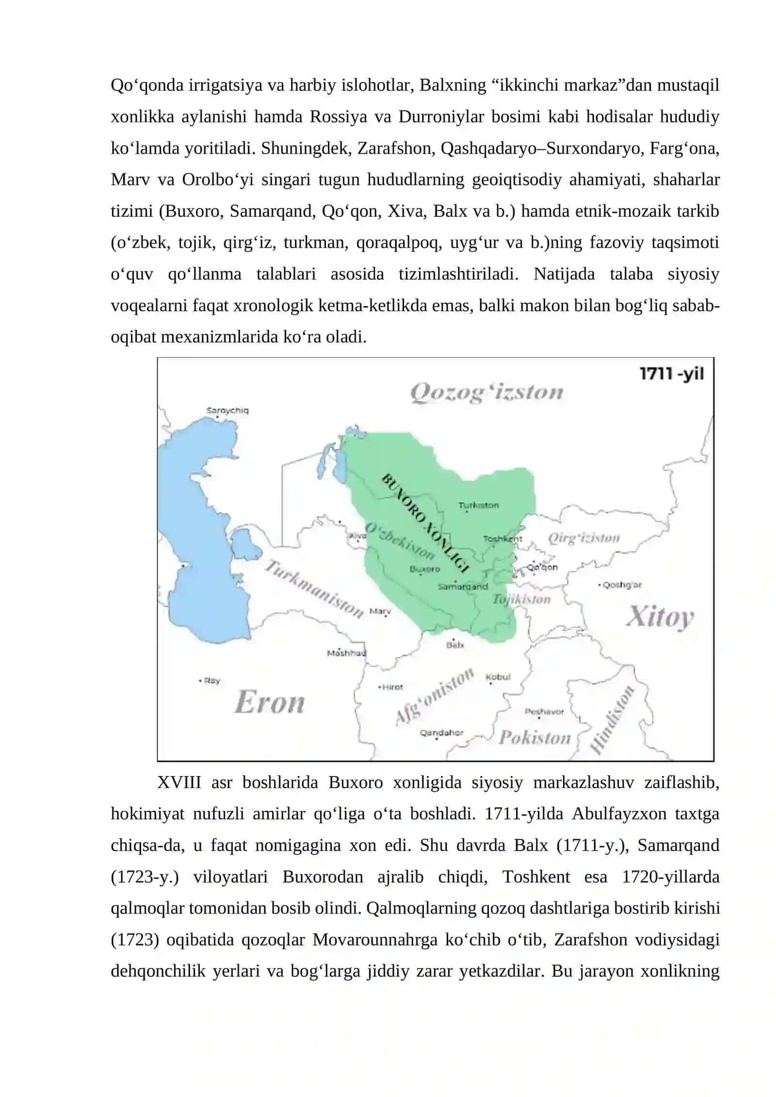 O‘rta Osiyo davlatlarining XVIII-XIX asr birinchi yarmidagi tarixiy geografiyasi 2