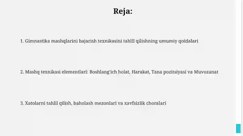 Gimnastika mashqlarini bajarish texnikasini tahlil qilish 2