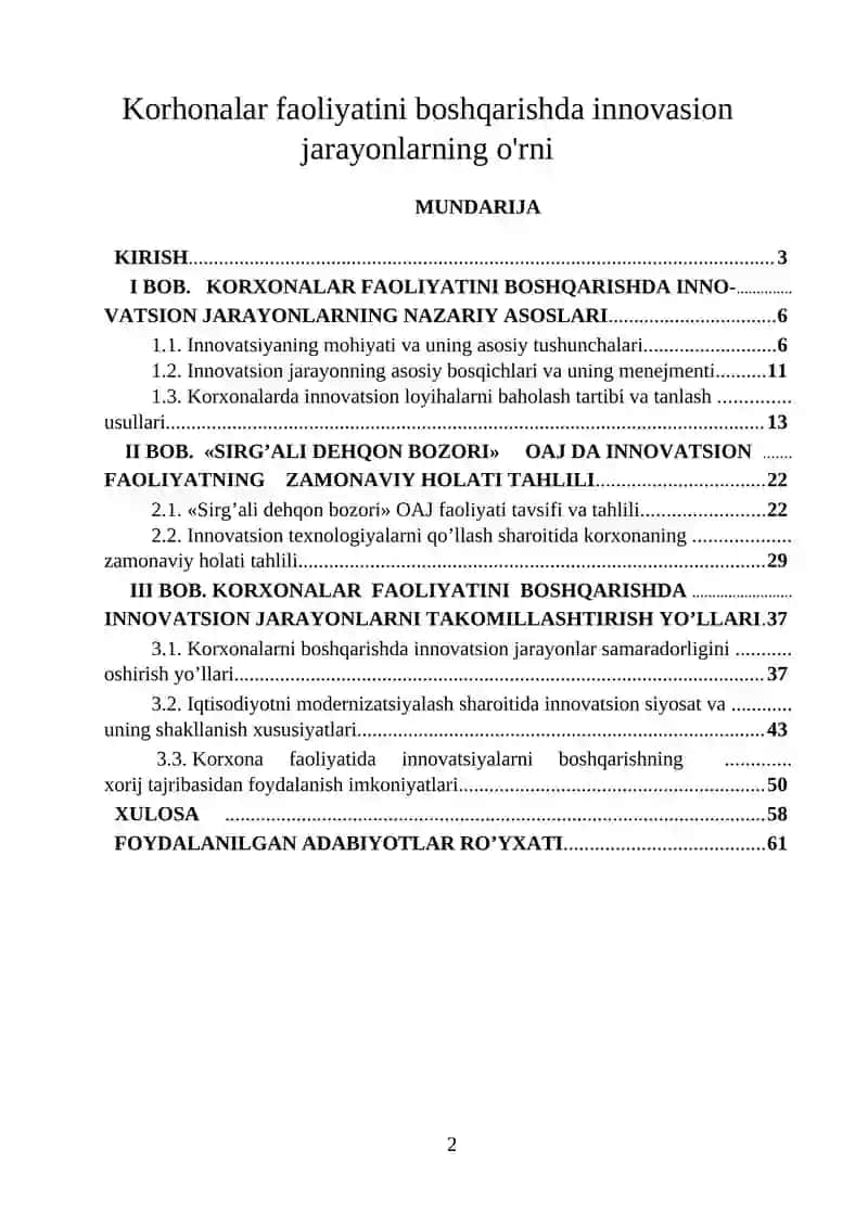 Korhonalar faoliyatini boshqarishda innovasion jarayonlarning o'rni 2