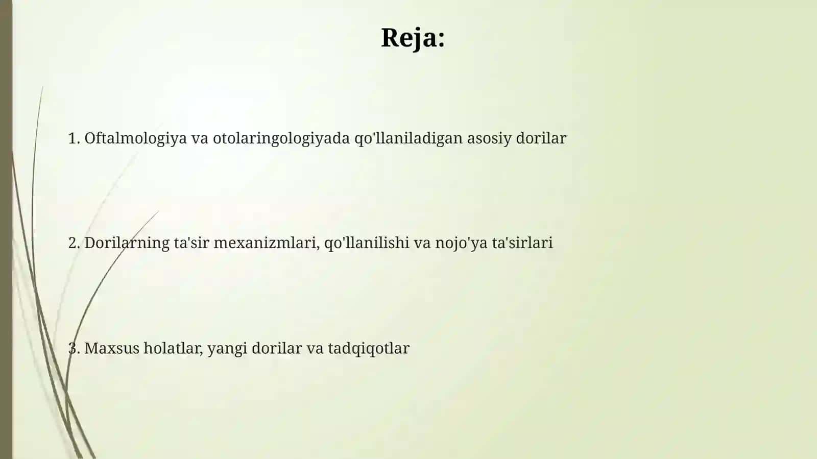 Oftalmologiya va otorinolaringologiyada qoʻllaniladigan preparatlar 2