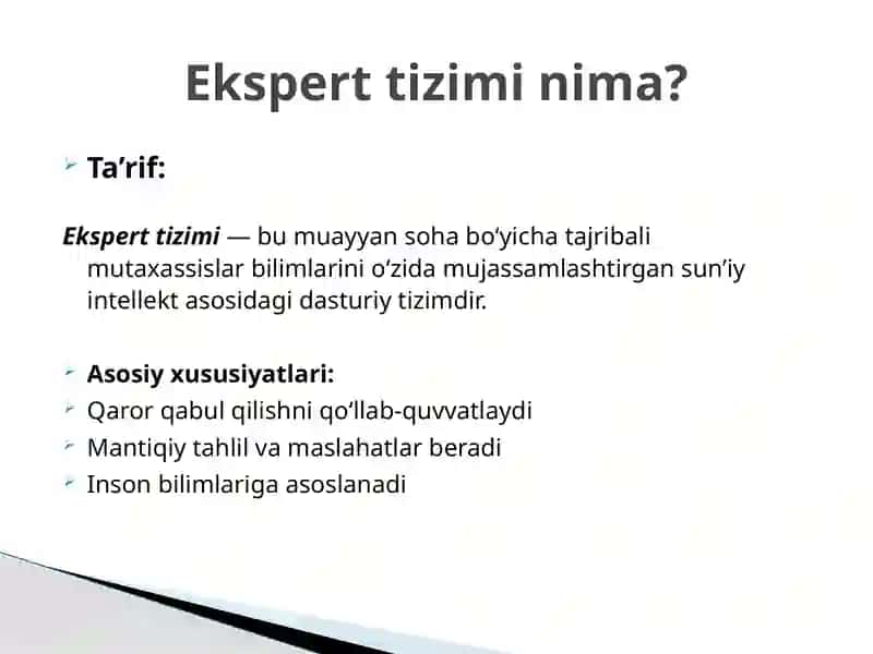 Ekspert tizimlarini boshqaruvdagi o‘rni va ularni iqtisodiyot tarmoqlarida qo‘llash 2
