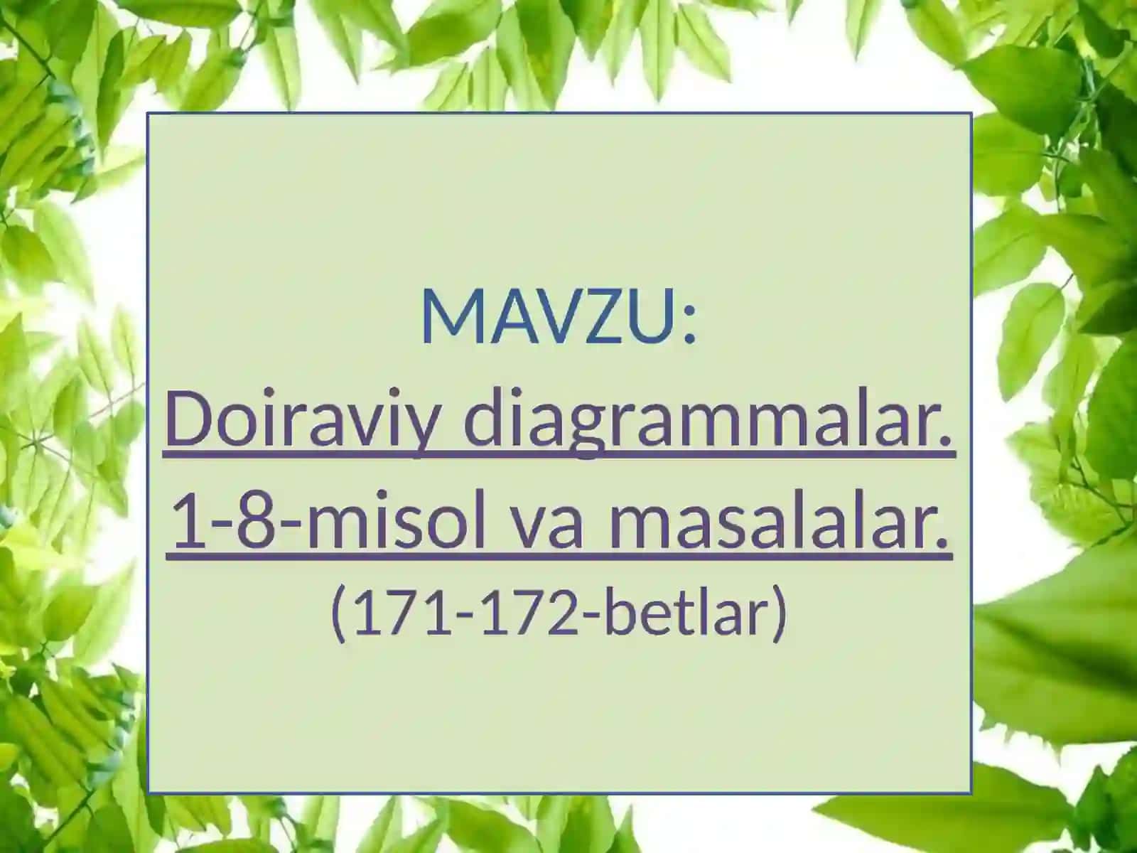 3-sinf Matematika Doiraviy diagrammalar dars taqdimoti 2