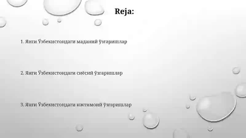 Yangi O'zbekiston ijtimoiy siyosiy va madaniy hayotda ro'y berayotgan o'zgarishlari 2