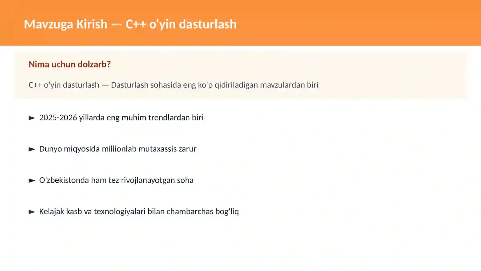 C++ VA TIZIM DASTURLASH 2