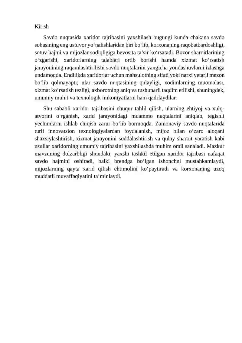 Savdo nuqtasida xaridor tajribasini yaxshilash strategiyasi 2