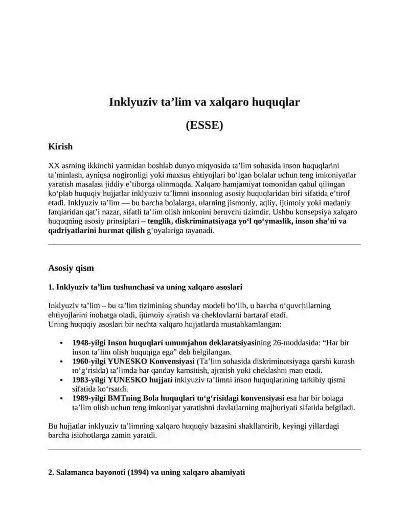 Inklyuziv ta’lim va xalqaro huquqlar 2