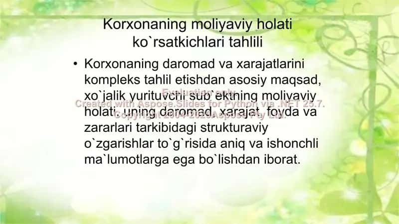 Moliyaviy natijalar tahlili 2
