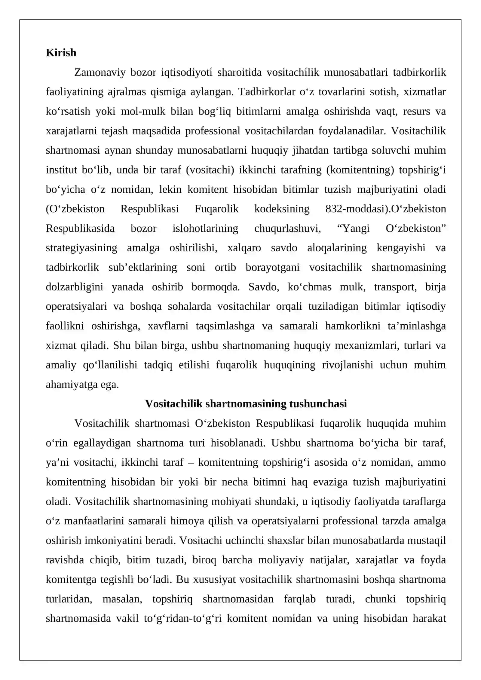 Vositachilik shartnomasi: tushunchasi, turlari va amaliy ahamiyati 2