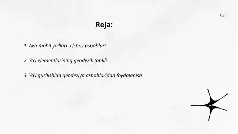 Avtomobil yòllari va yòl elementlari bòyicha geodezik nazarot va tahlil 2