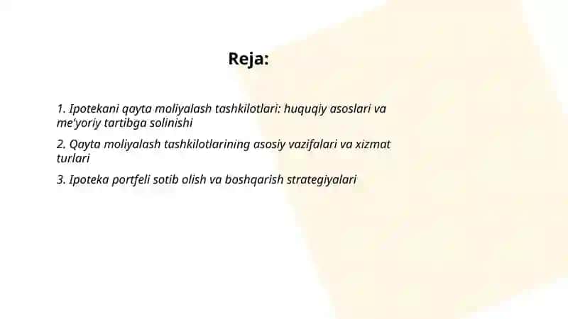 Ipotekani qayta moliyalash tashkilotlari faoliyati 2
