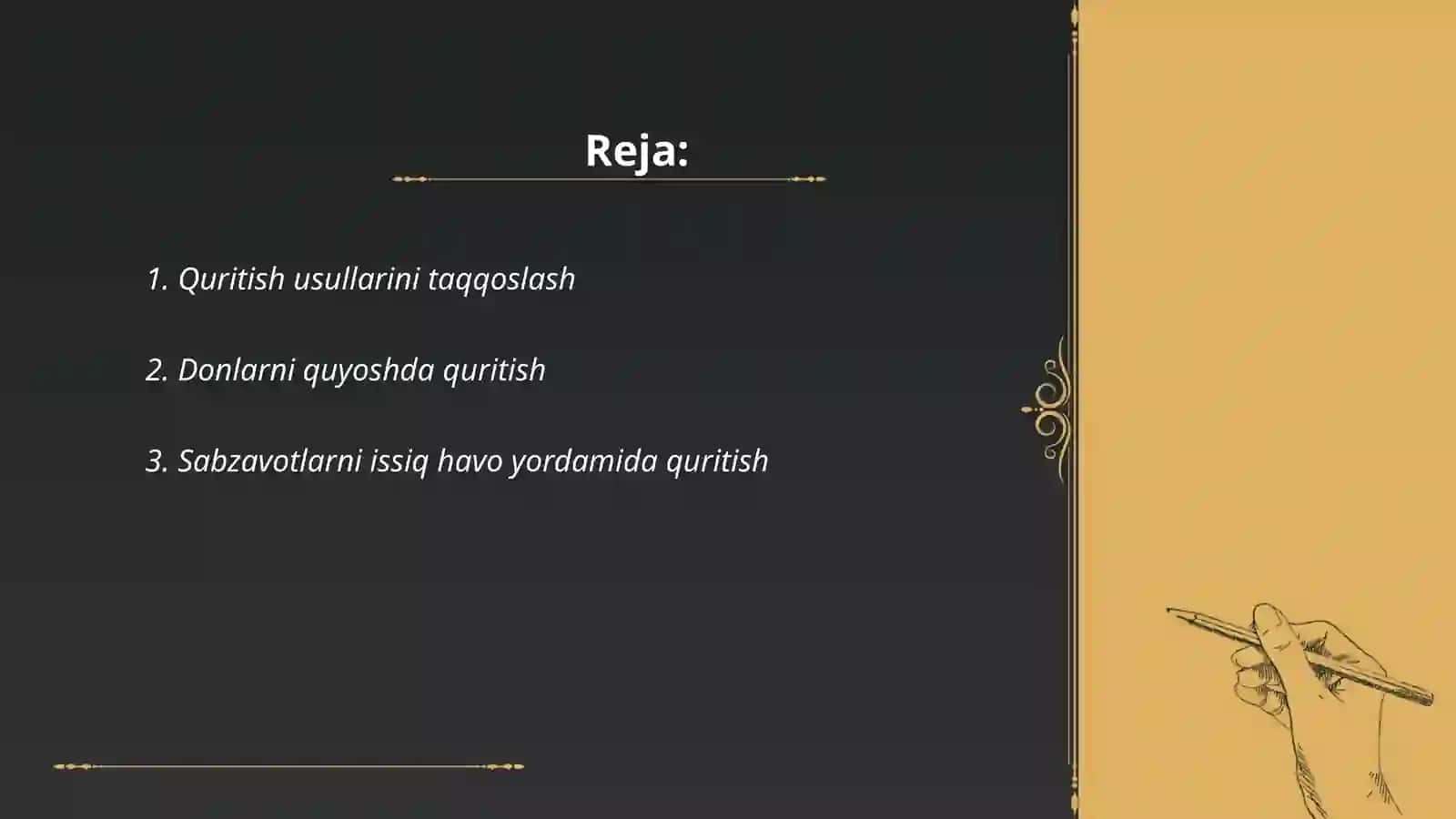 Don, meva va sabzavotlarni quritish usullari va elektr qurilmalarining ishlash printsipi 2