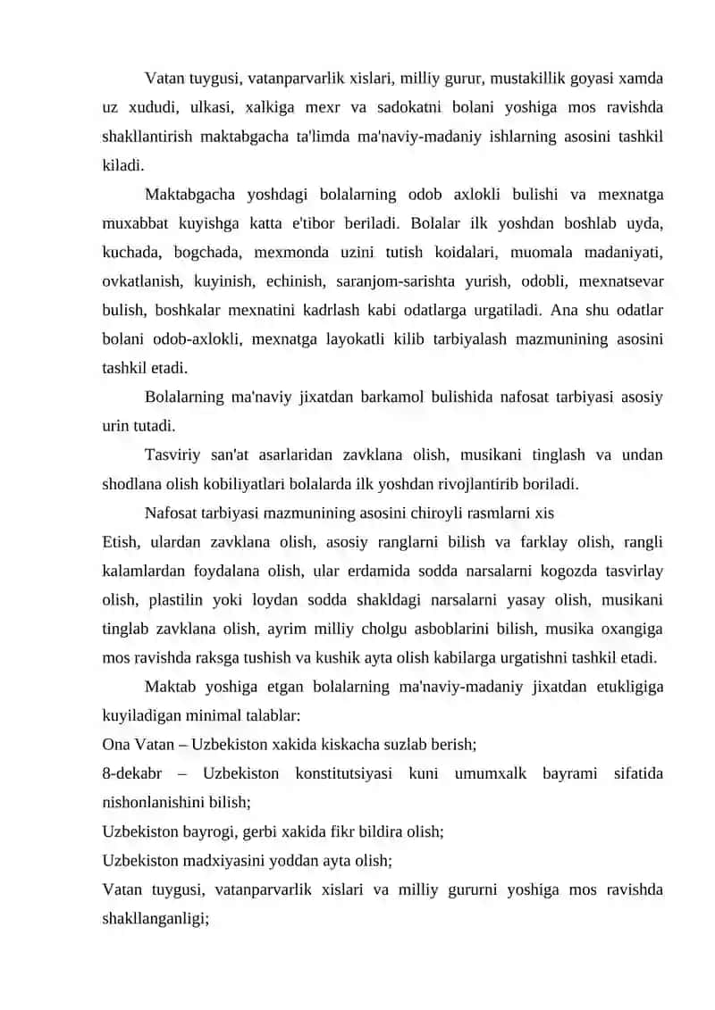Maktabgacha ta'ltim muasasasida davlat talablari asosida bolalarni maktabga tayyorlash 2