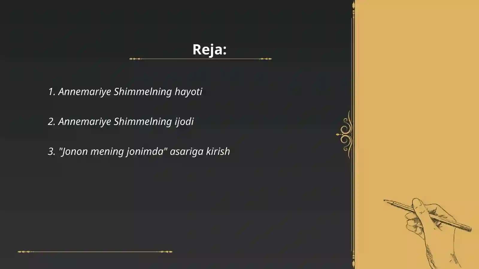 Annemariye Shimmel "Jonon mening jonimda" 2