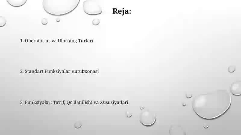 C++da operatorlar va standart funksiyalar 2
