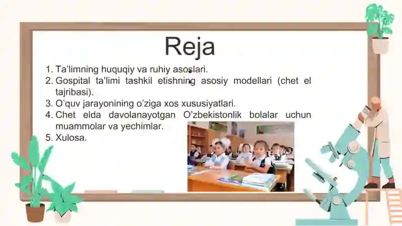 Chet ellardagi shifoxonalarda uzoq davolanuvchi maktab o'quvchilarining ta'limi 2