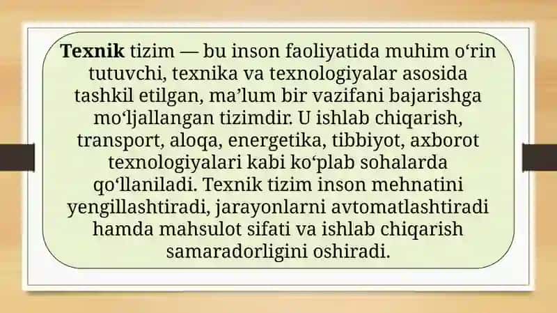 Texnik tizim va ularni boshqarish uslublari 2