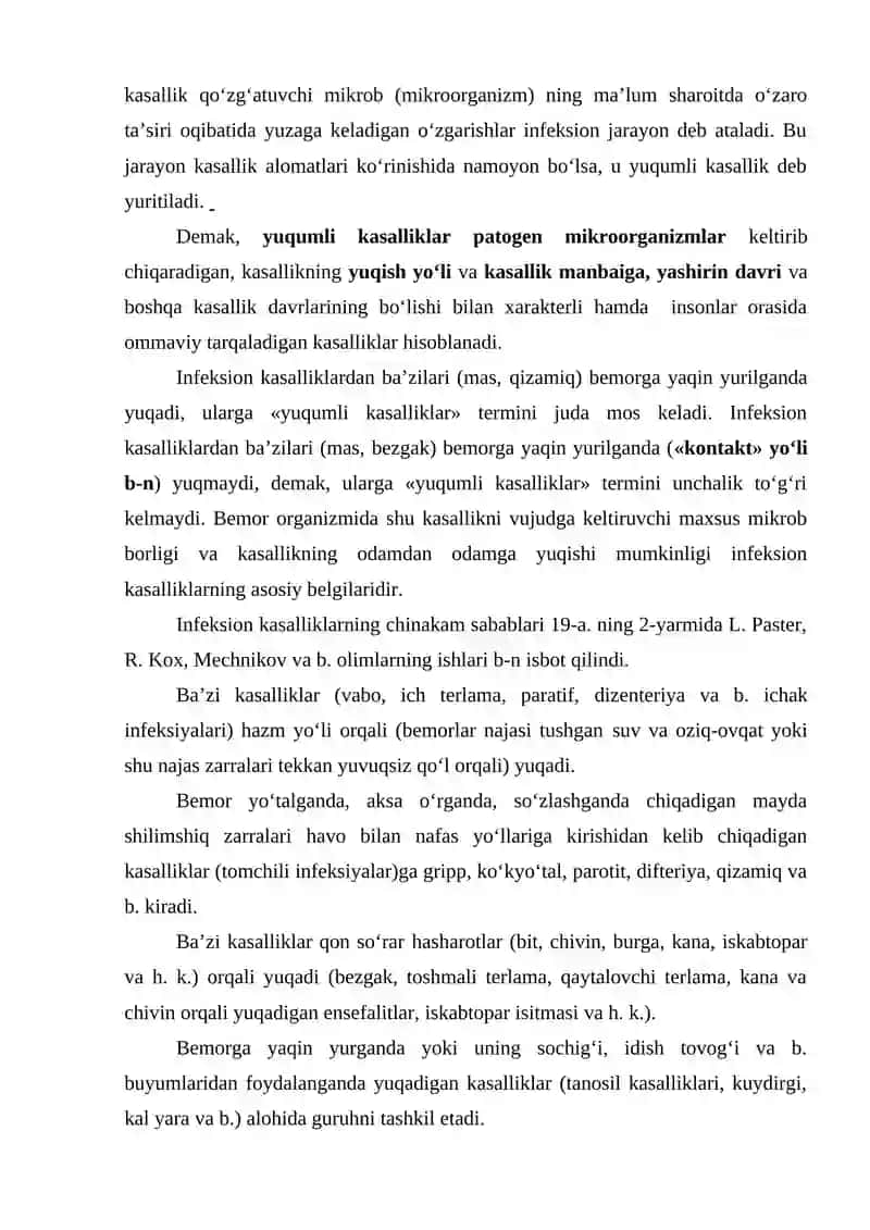 Yuqumli (infeksion) kasalliklar haqida umumiy ma’lumot 2