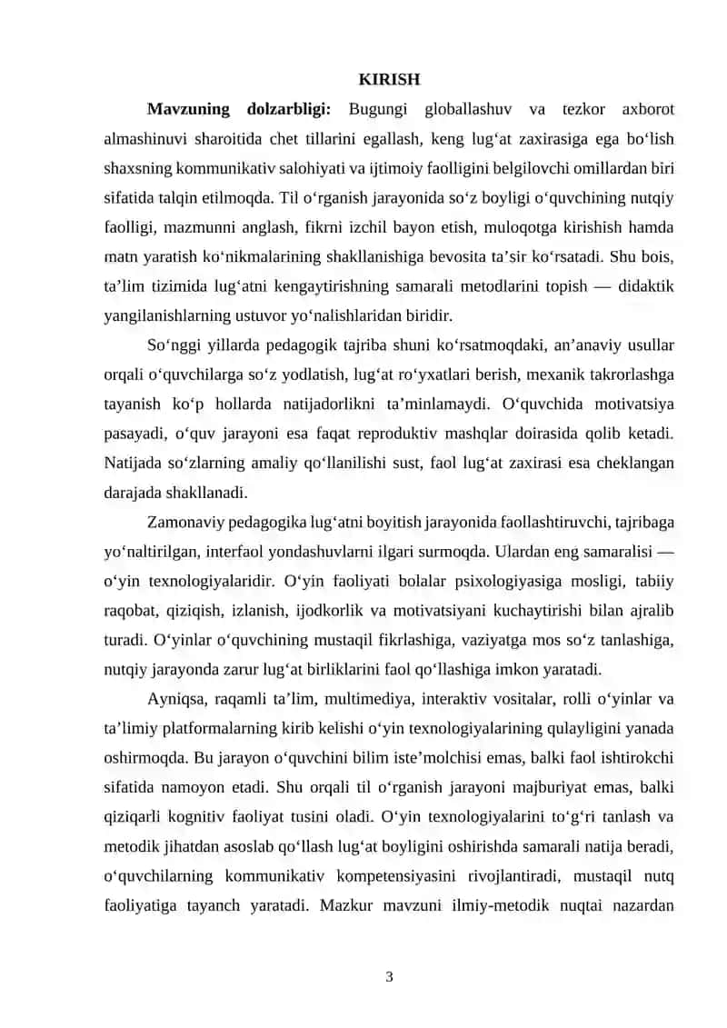 O'yin texnologiyalari yordamida lug'at boyligini oshirish 2