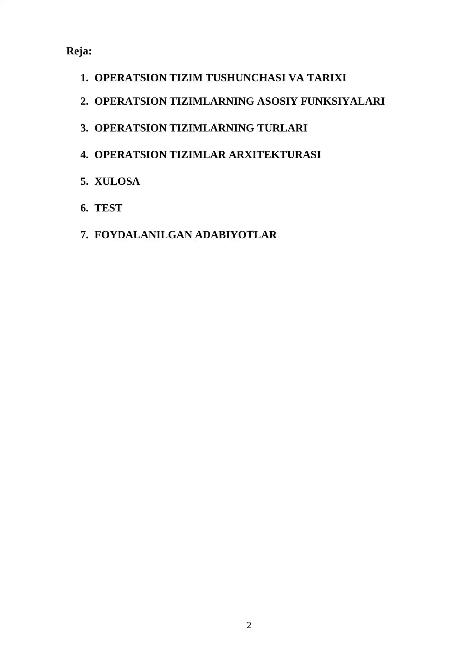 Operatsion tizimlar 2