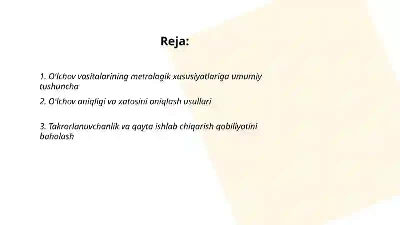 O'lchov vositalarining metrologik xususiyatlarini aniqlash 2