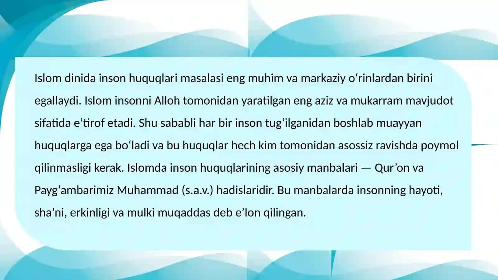 Islomda inson huquqlari ximoyasi, ijtimoiy tenglik, adolat va tolerantlik 2
