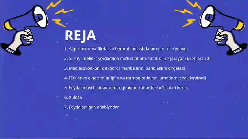 Algoritmlar Filtrlar va Sun’iy Intellekt bilan ishlash: Mediasavodxonlikdagi roli va mas’uliyati 2