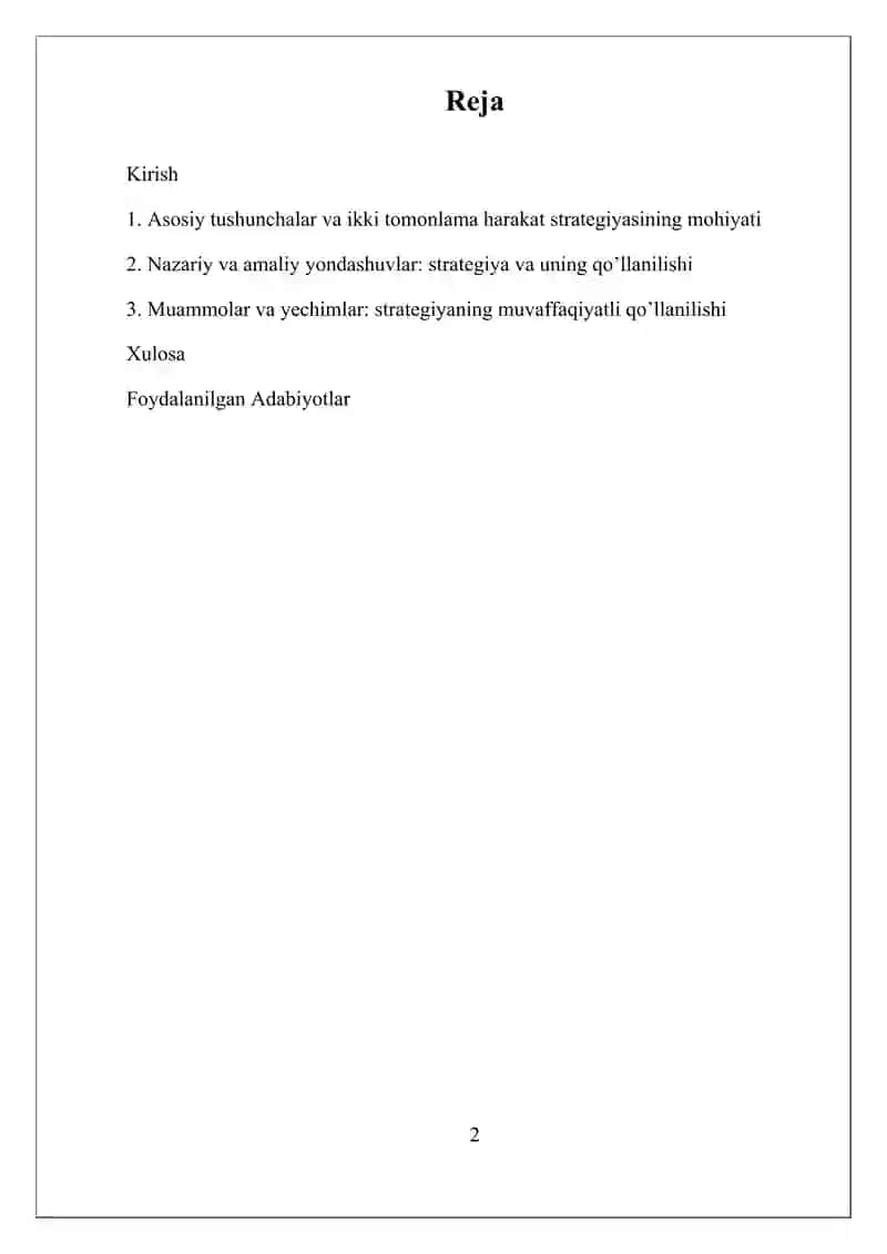 SIYOSIY KONFLIKTLARDA "IKKI TOMONLAMA HARAKAT"STRATEGIYASINI AMALGA OSHIRISHNING O’ZIGA XOSLIGI 2