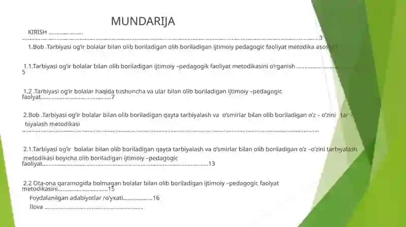 TARBIYASI OG’IR BOLALAR BILAN OLIB BORILADIGAN IJTIMOIY –PEDAGOGIKFAOLYAT METODIKASI 2