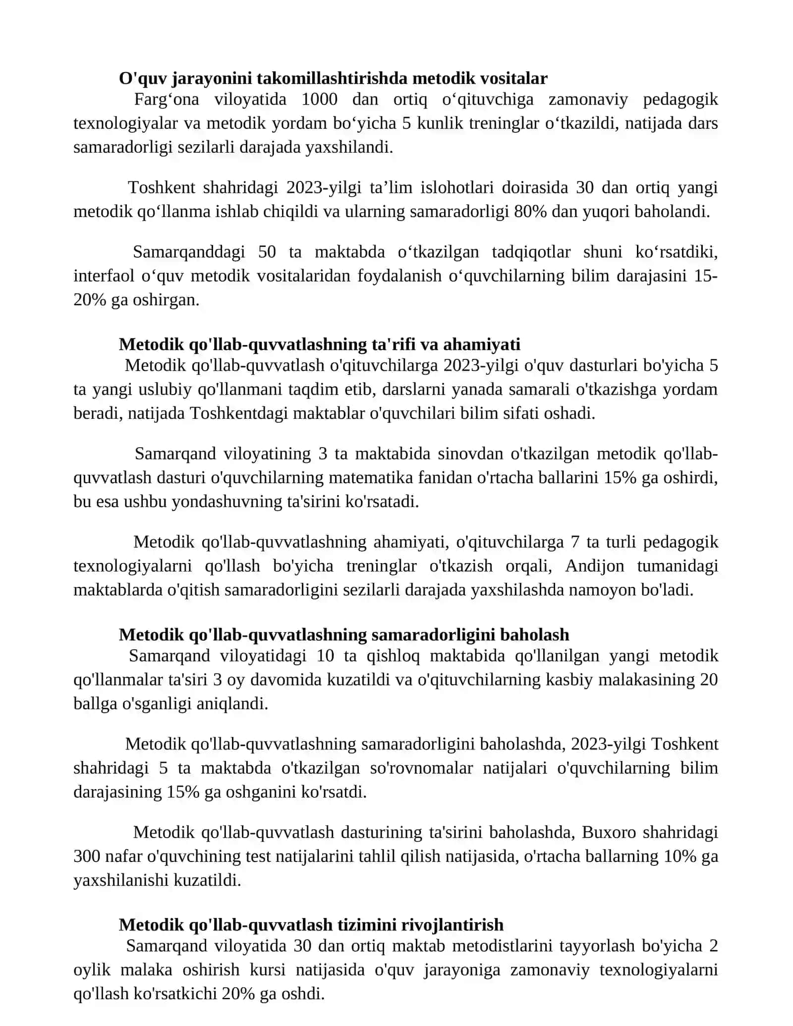 O'quv tajriba jarayonini takomlashtirishda uslubiy taminot roli 2