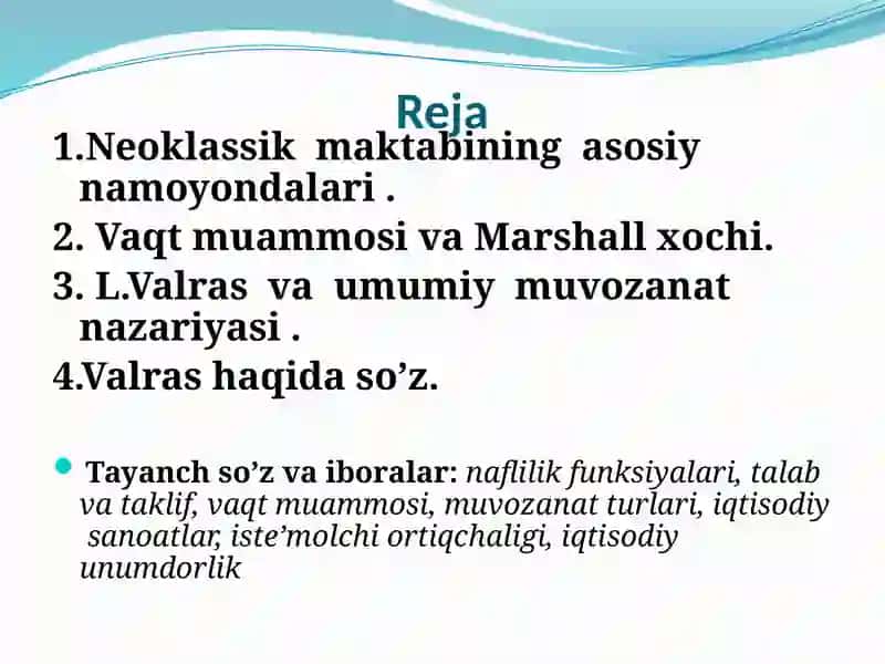 NEOKLASSIKMAKTAB IQTISODIY QARASHLARI 2
