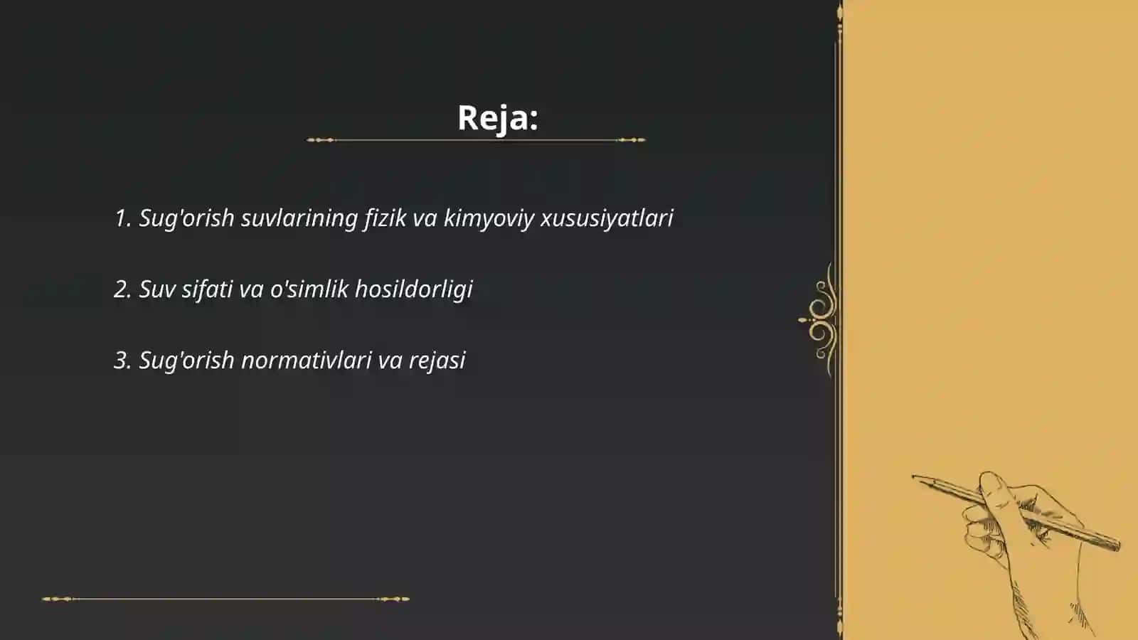 Sug'orish suvlarining fizik va kimyoviy xususiyatlari 2