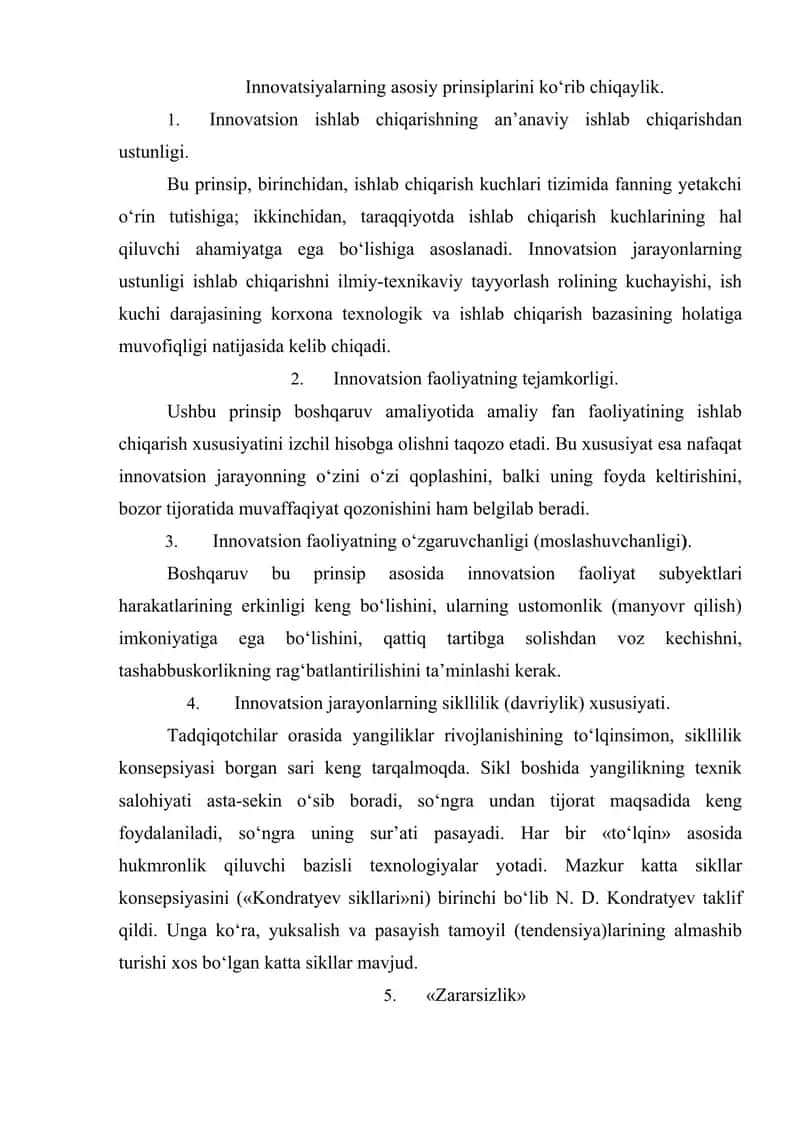 Innovatsion iqtisodiyotda xizmatlar bozoroini faoliyati shartlari va asosiy tamoyillari 2