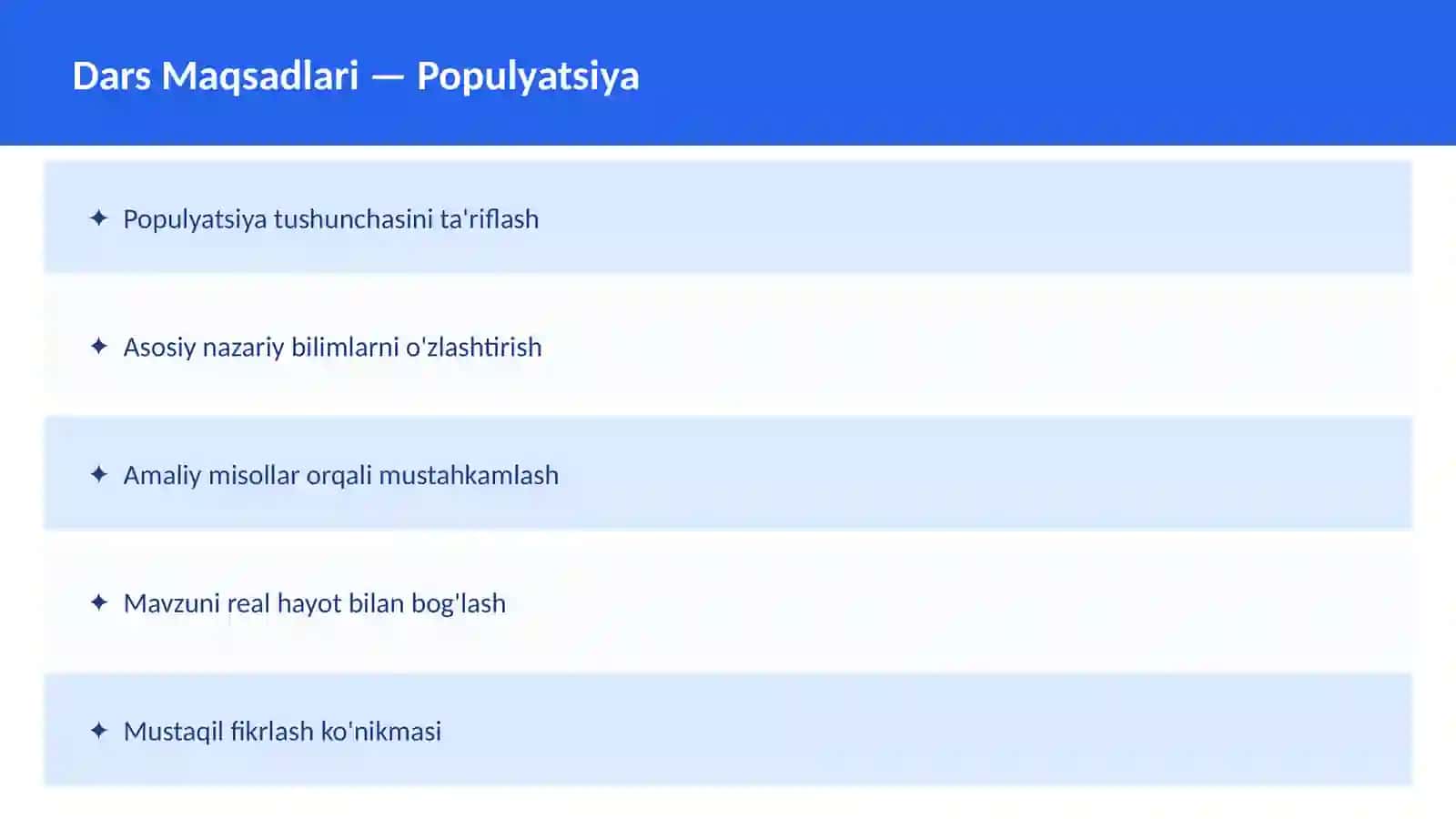 O'qituvchilar va talabalar uchun dars ishlanma 2