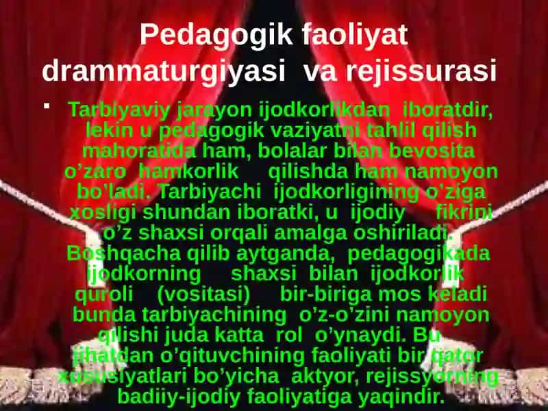 Pedagogik makoratni shakllantirishning teatr pedagogikasidan foydalanish o'rni 2