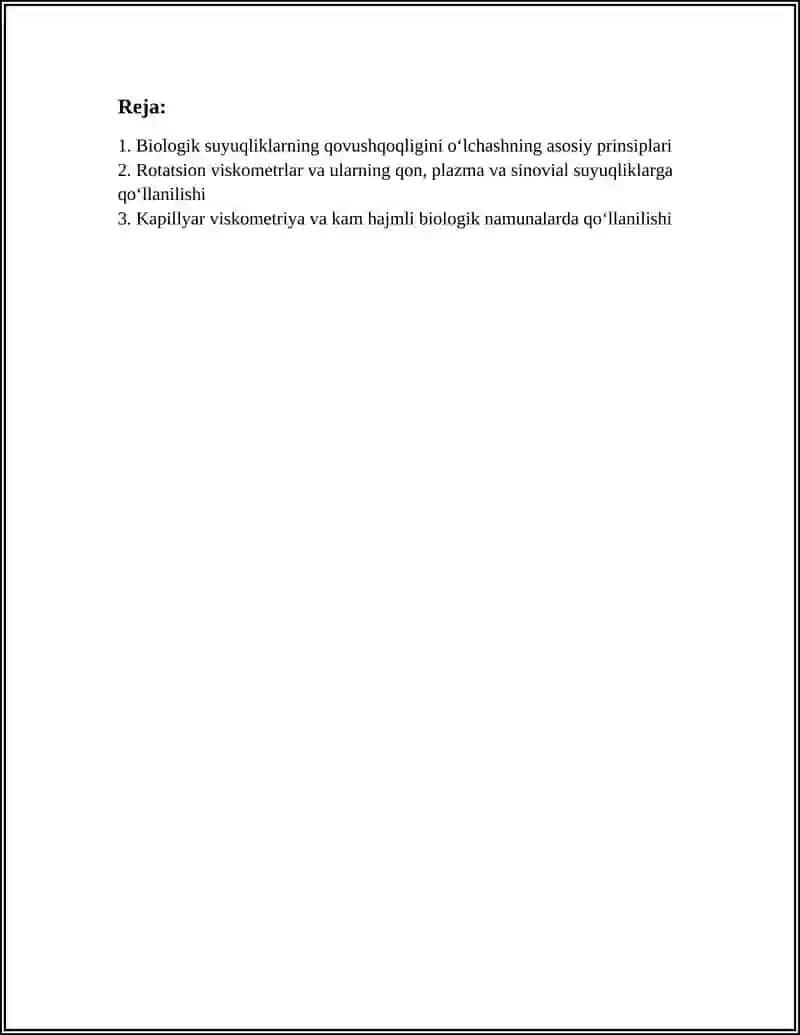 BIOLOGIK SUYUQLIKLARNING QOVUSHQOQLIGINI ANIQLASH USULLARINI O‘RGANISH 2