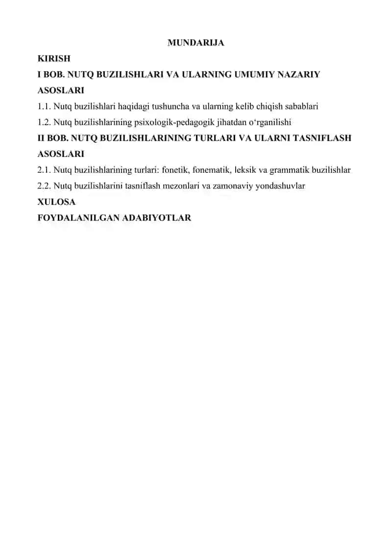 Nutq buzilishlarining turlari va ularni tasniflash asoslari 2