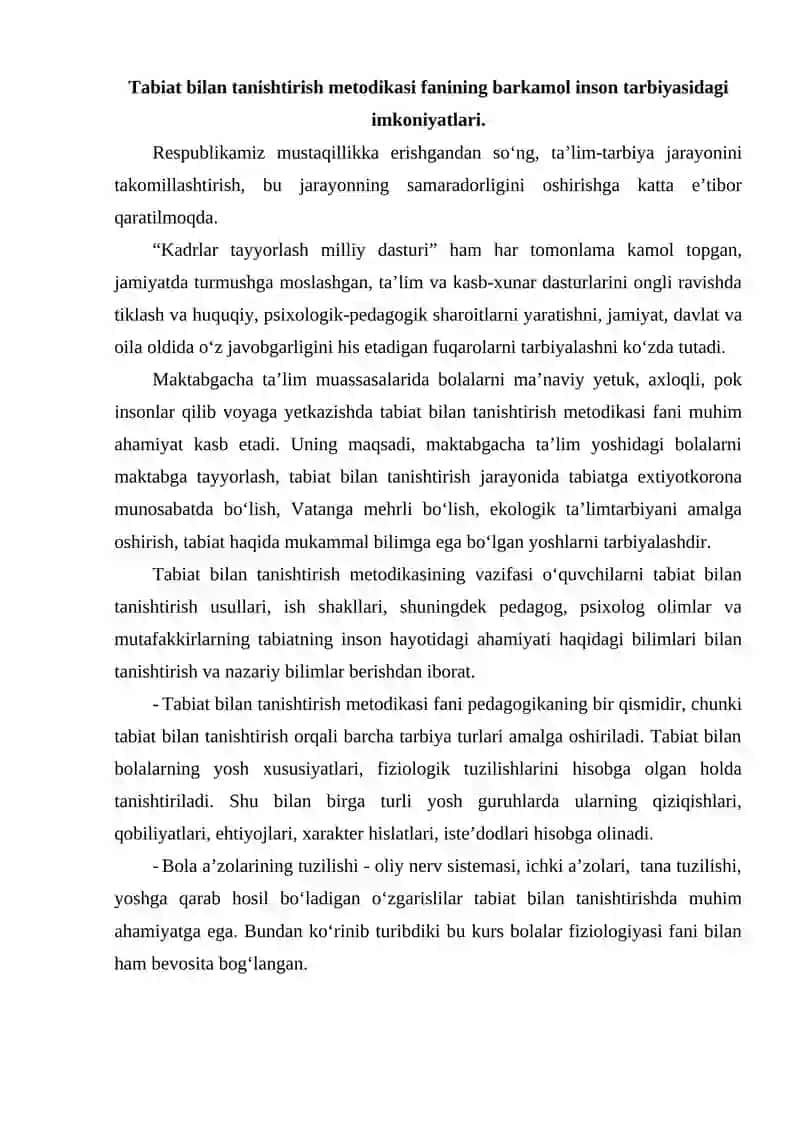 Tabiat bilan tanishtirish metodikasi 2