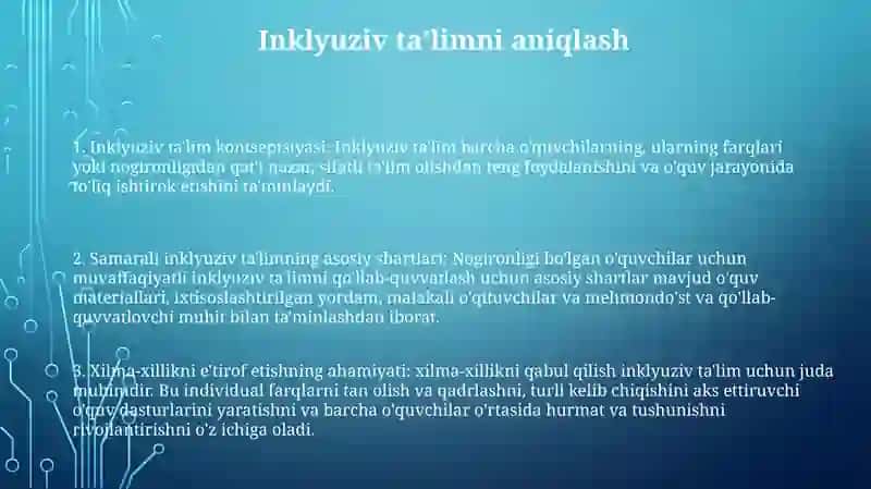 Imkoniyati Cheklangan Bolalarni Samarali Inklyuziv Ta'Lim Olishning Asosiy Shartlari 2
