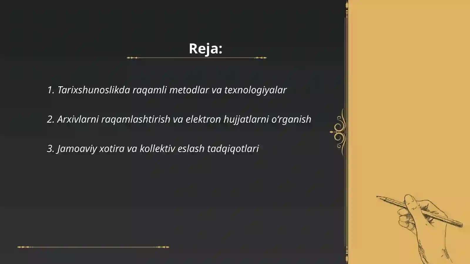 Tarix fanini tadqiq etishdagi zamonaviy yoʻnalishlar 2