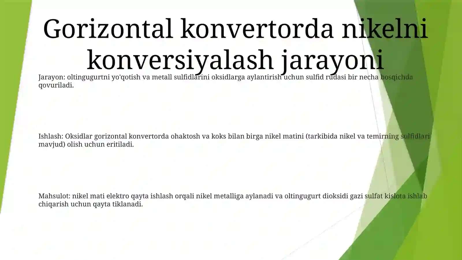 Nikelni Konversiyalash Jarayoni Uchun Agregat (GorizontalKonvertorda) 2