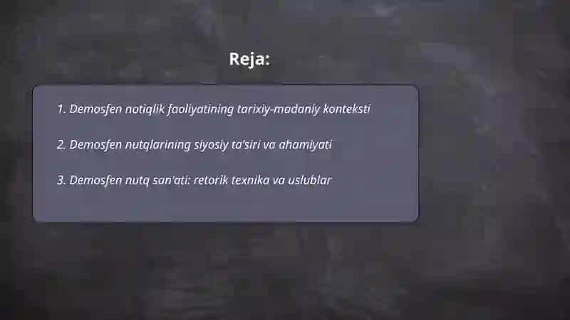 Demosfen notiqlik faoliyatini oʻrganishning ahamiyati 2