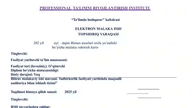 Tadbirkorlik faoliyati yuritishda maqsadli auditoriya bilan ishlash tizimi 2
