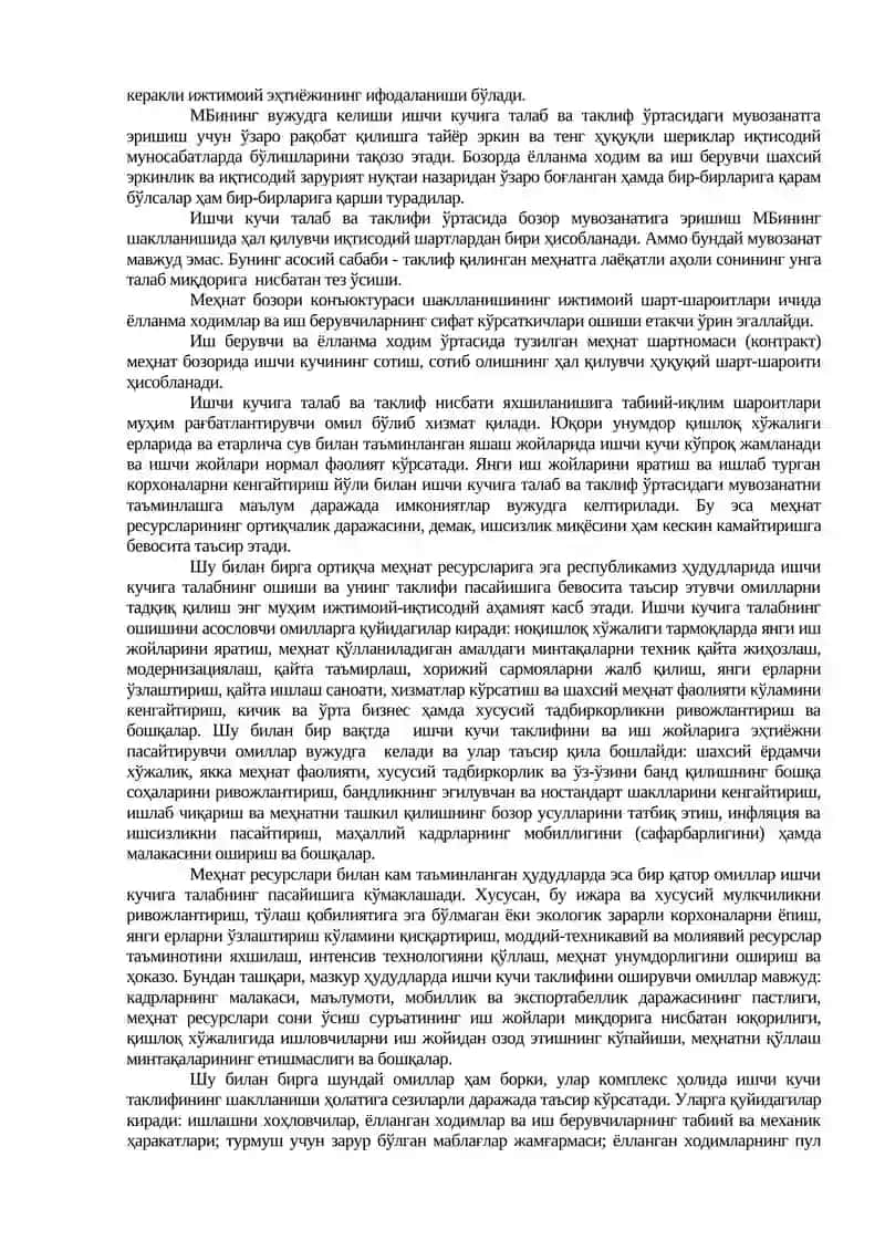 Bozor xo'jaligi tizimida mehnat bozori 2