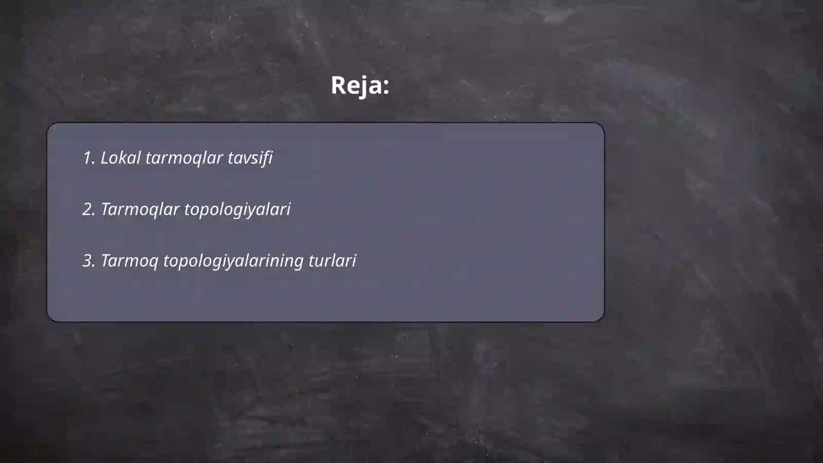 Lakal tarmoqlarning tarmoq tapalogiyasi 2