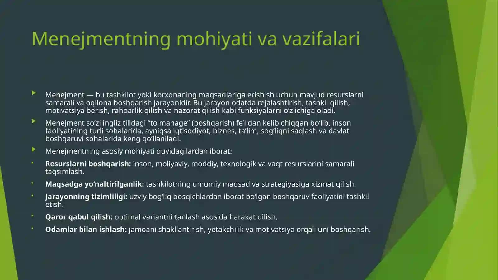 Menedjment tizimida hisob va nazorat 2