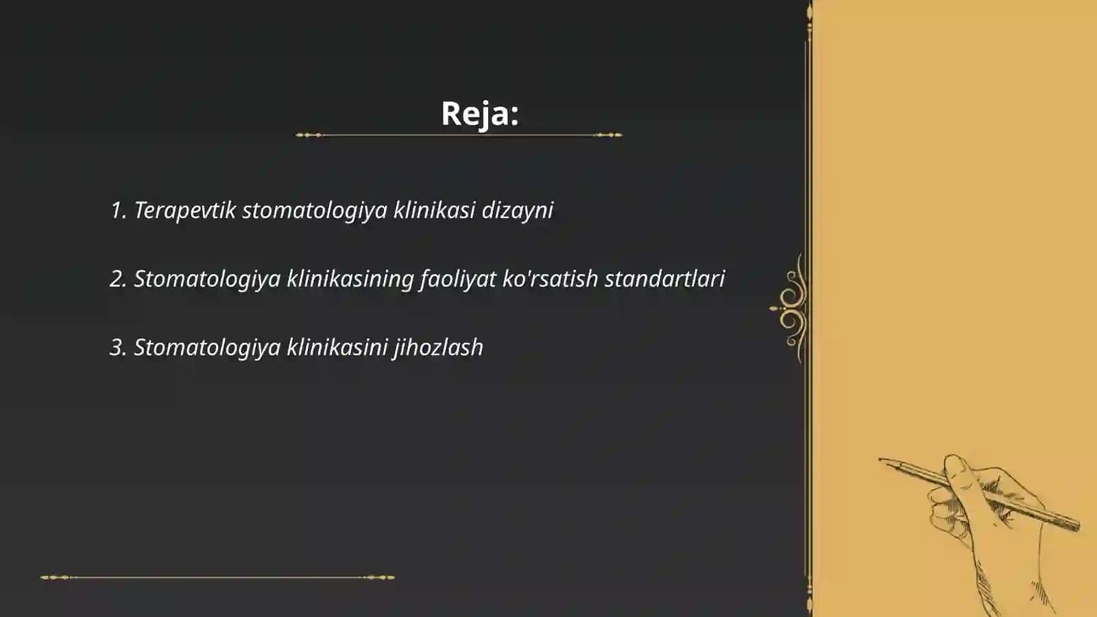 Terapevtik stomatologiya kilinikasi,bòlimi,xonani tashkil etish va jihozlash 2
